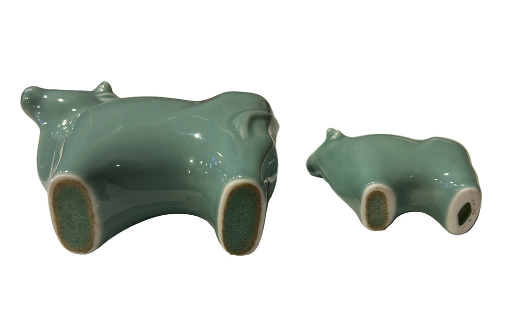 Vintage Glazed Ceramic Cow Ornaments Set