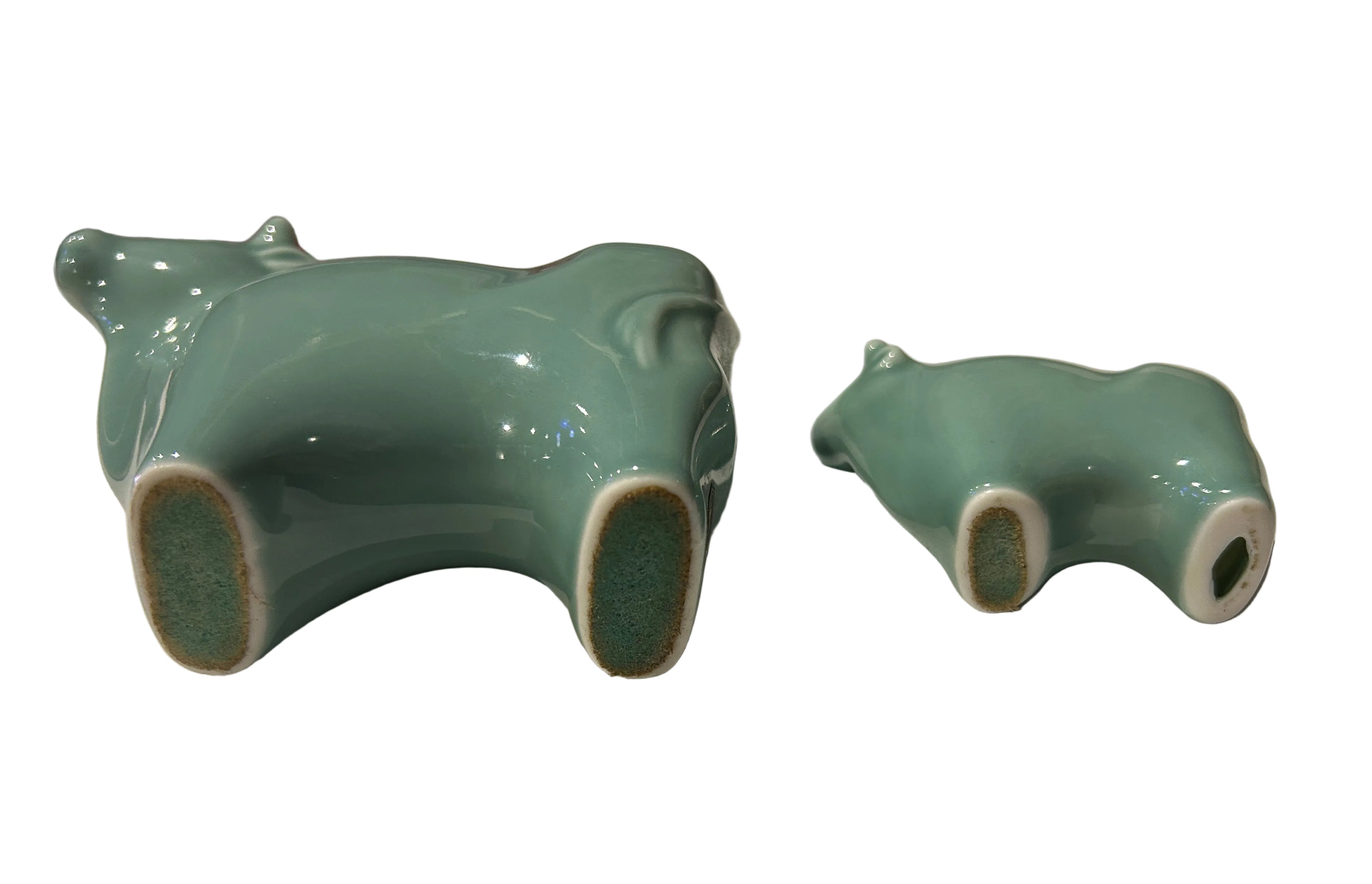 Vintage Glazed Ceramic Cow Ornaments Set