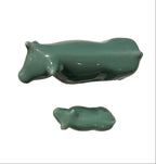 Vintage Glazed Ceramic Cow Ornaments Set
