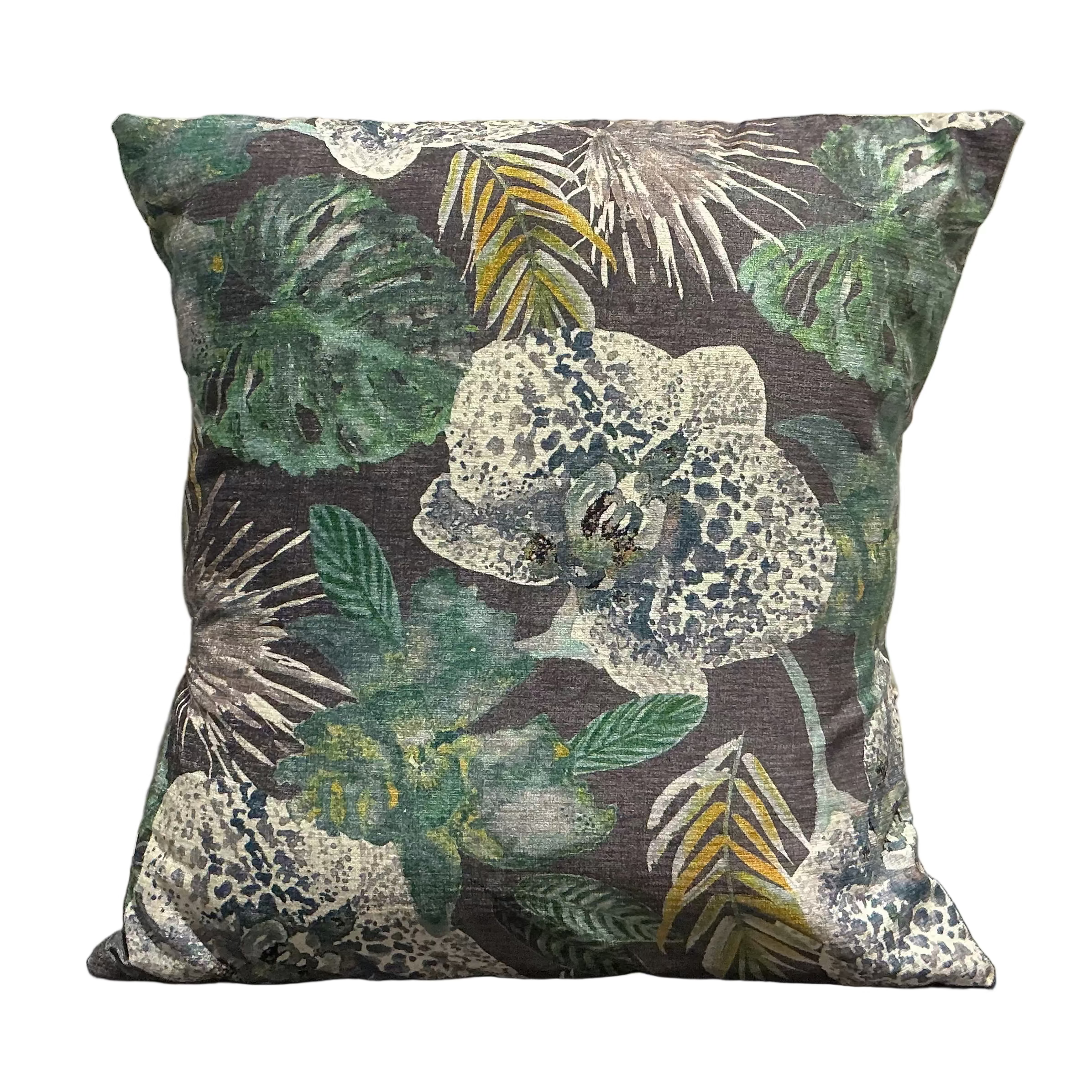 Velvet Green Botanical Cushion