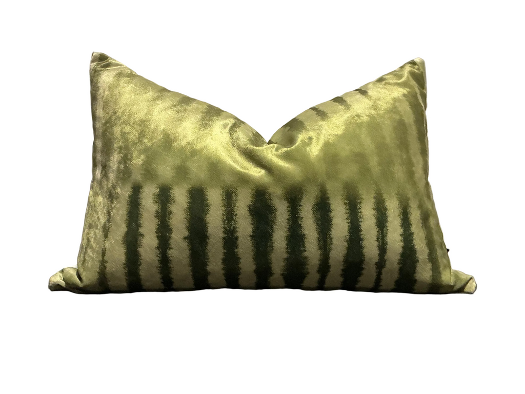 Olive Stripe Velvet Cushion