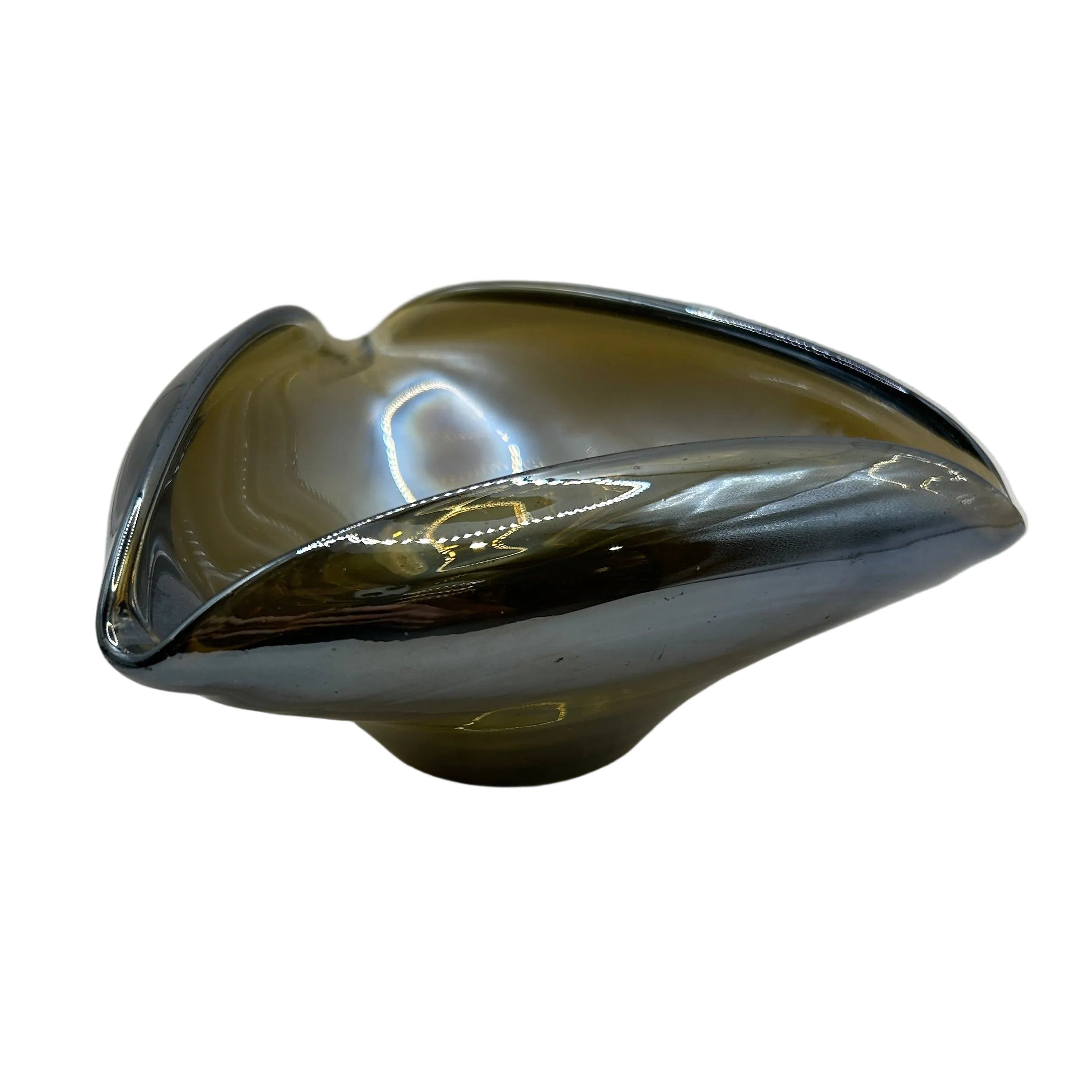 Vintage Metallic Glass Dish