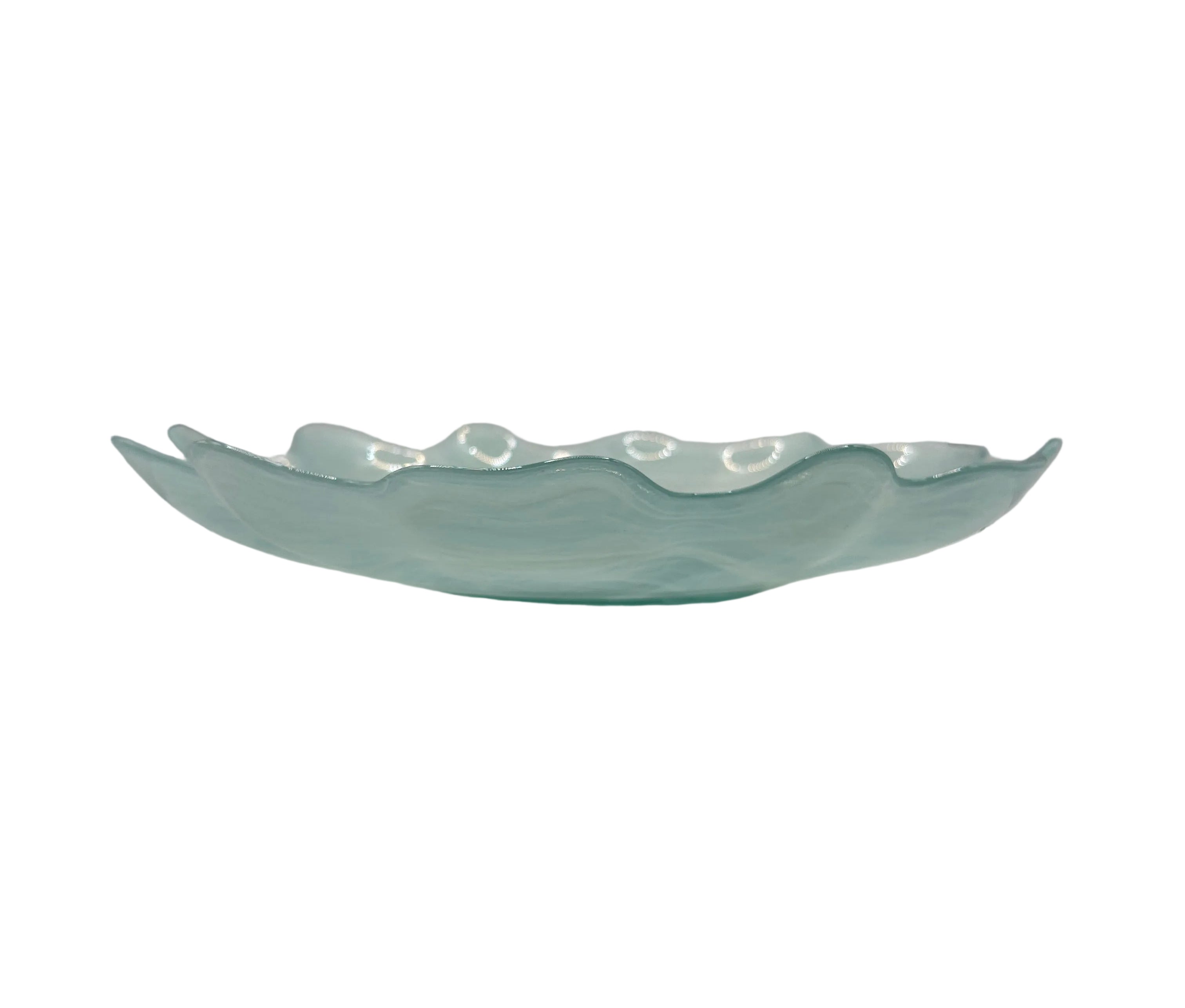 Light Blue Swirl Serving Glass Bowl