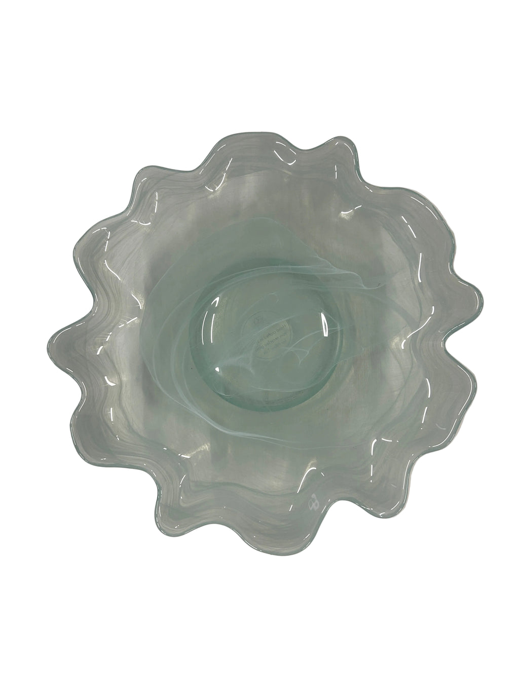 Light Blue Swirl Serving Glass Bowl