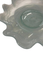 Light Blue Swirl Serving Glass Bowl