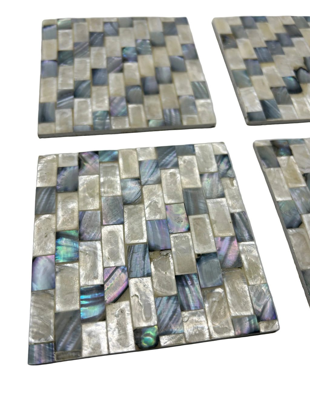 Set of 6 Mother Of Pearl Shell Square Coasters