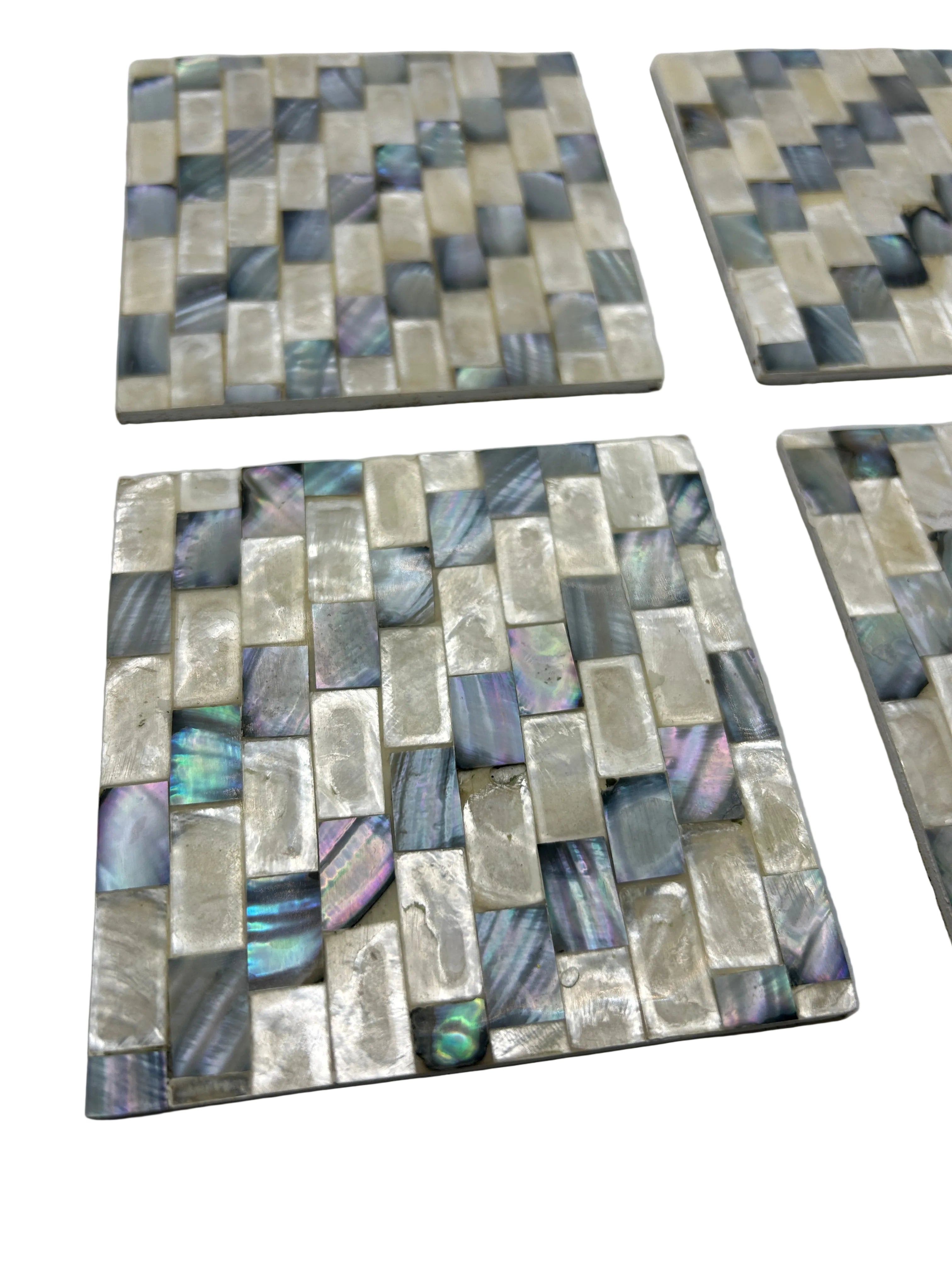 Set of 6 Mother Of Pearl Shell Square Coasters