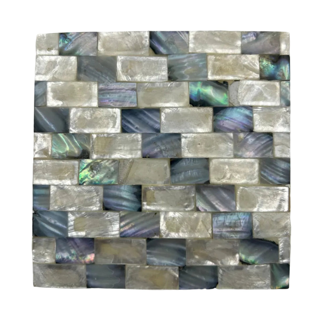 Set of 6 Mother Of Pearl Shell Square Coasters