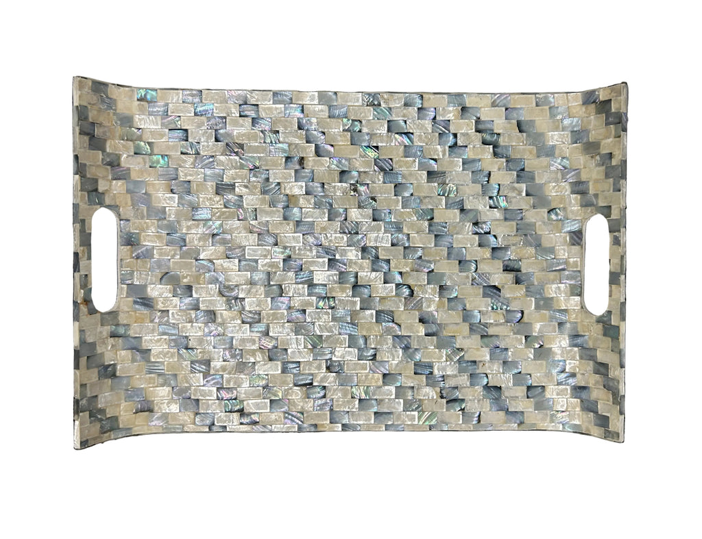 Mother Of Pearl Mosaique Shell Sering Tray