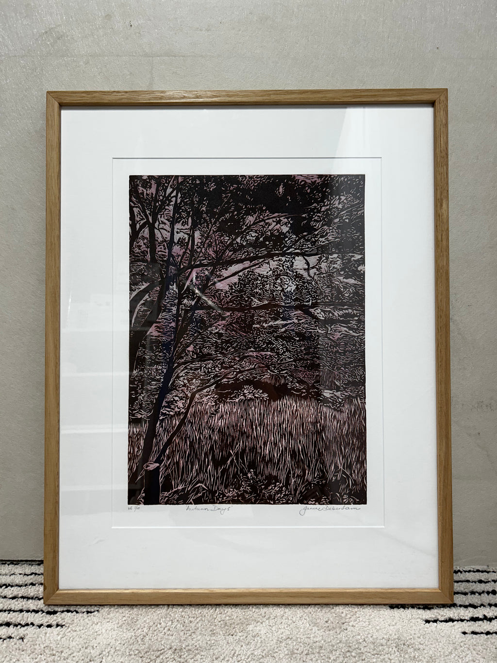 Autumn Days by Janine Debenham (Linocut Chine collé)