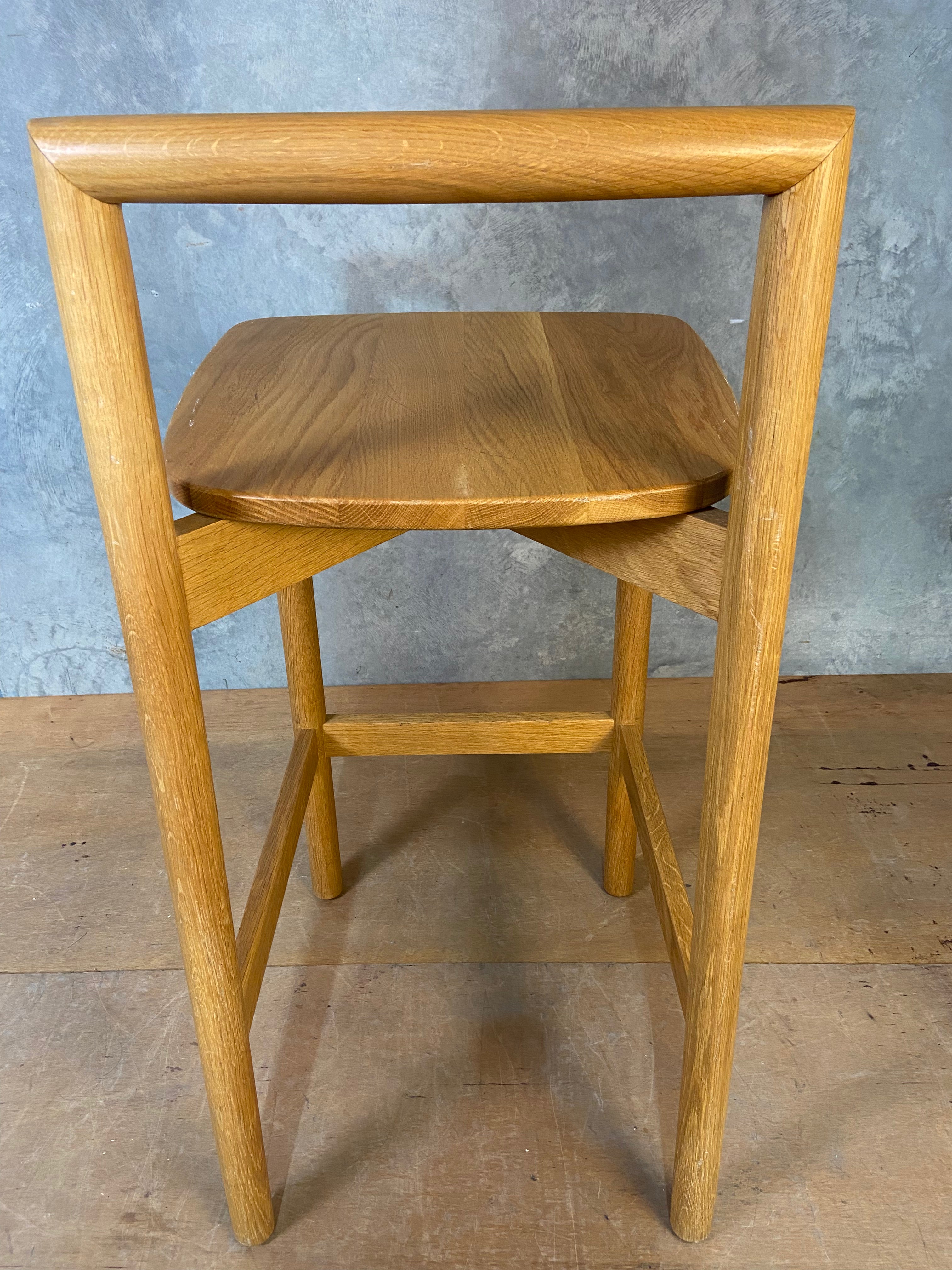 Oak High Back Stool by Didier