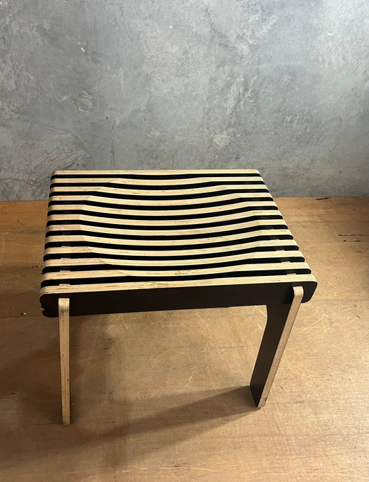 Dark and Light Striped side table/ ottoman - timber