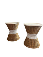 Rattan side tables with white top