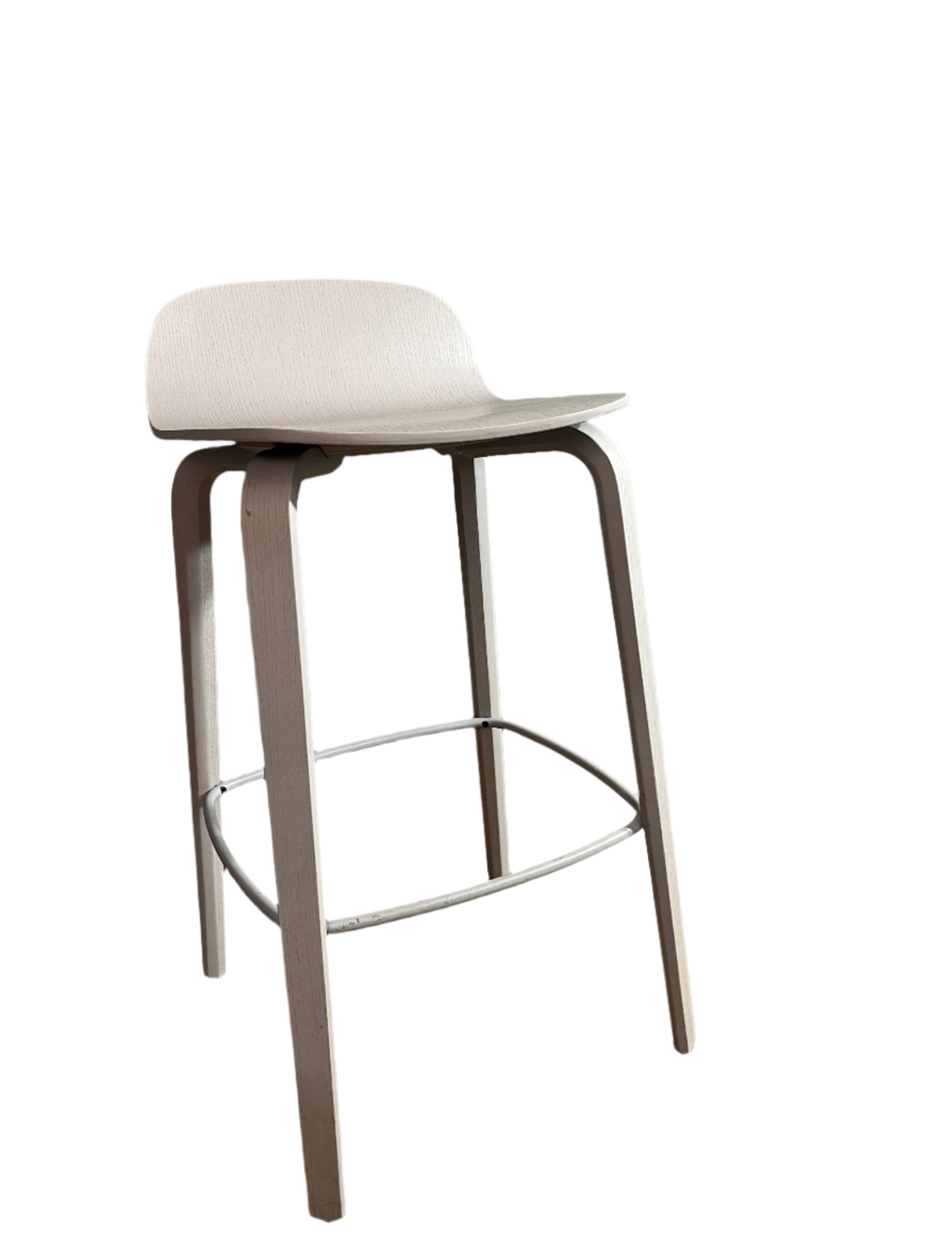 White washed Moulded Plywood Bar Stools