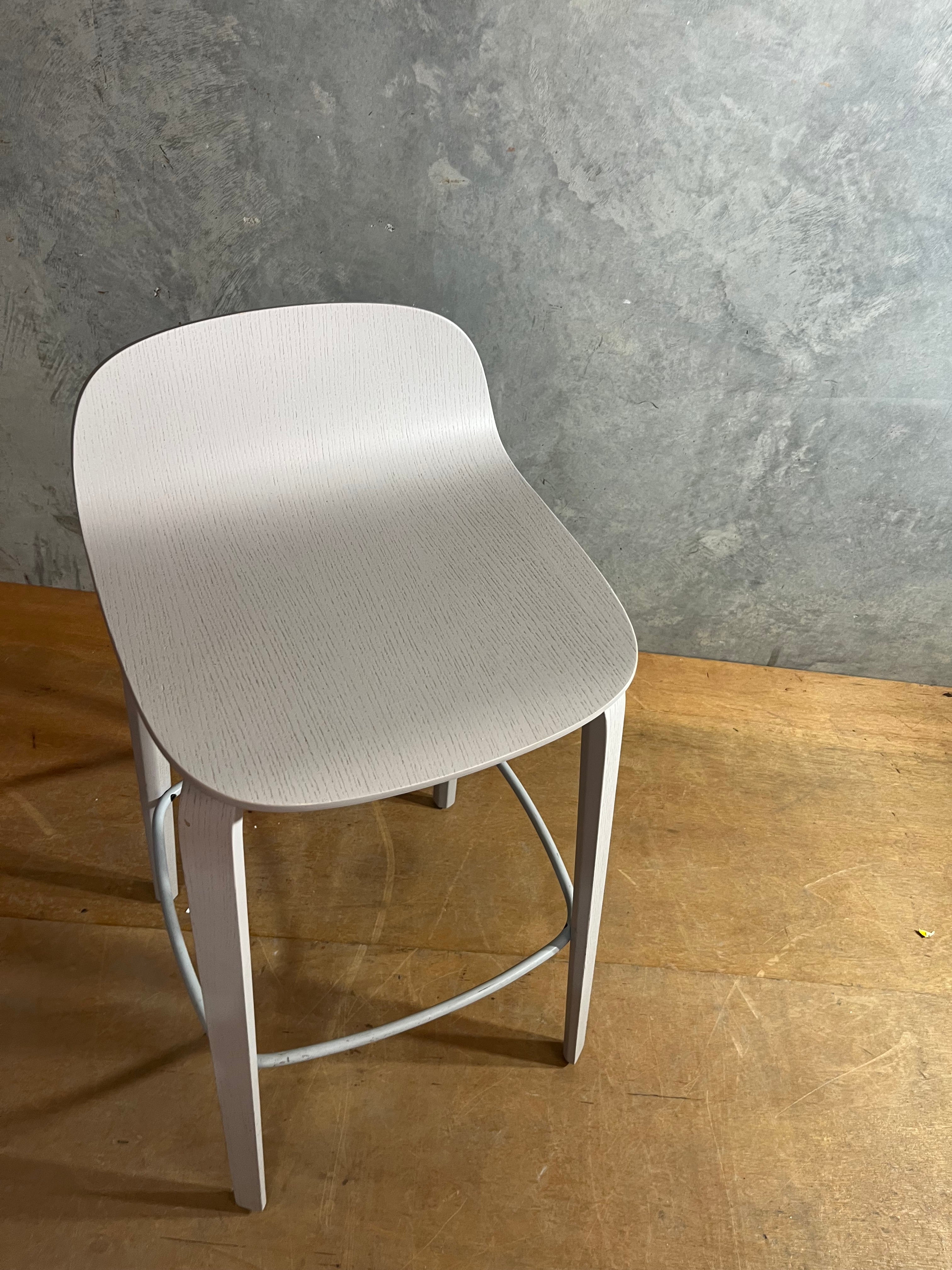 White washed Moulded Plywood Bar Stools