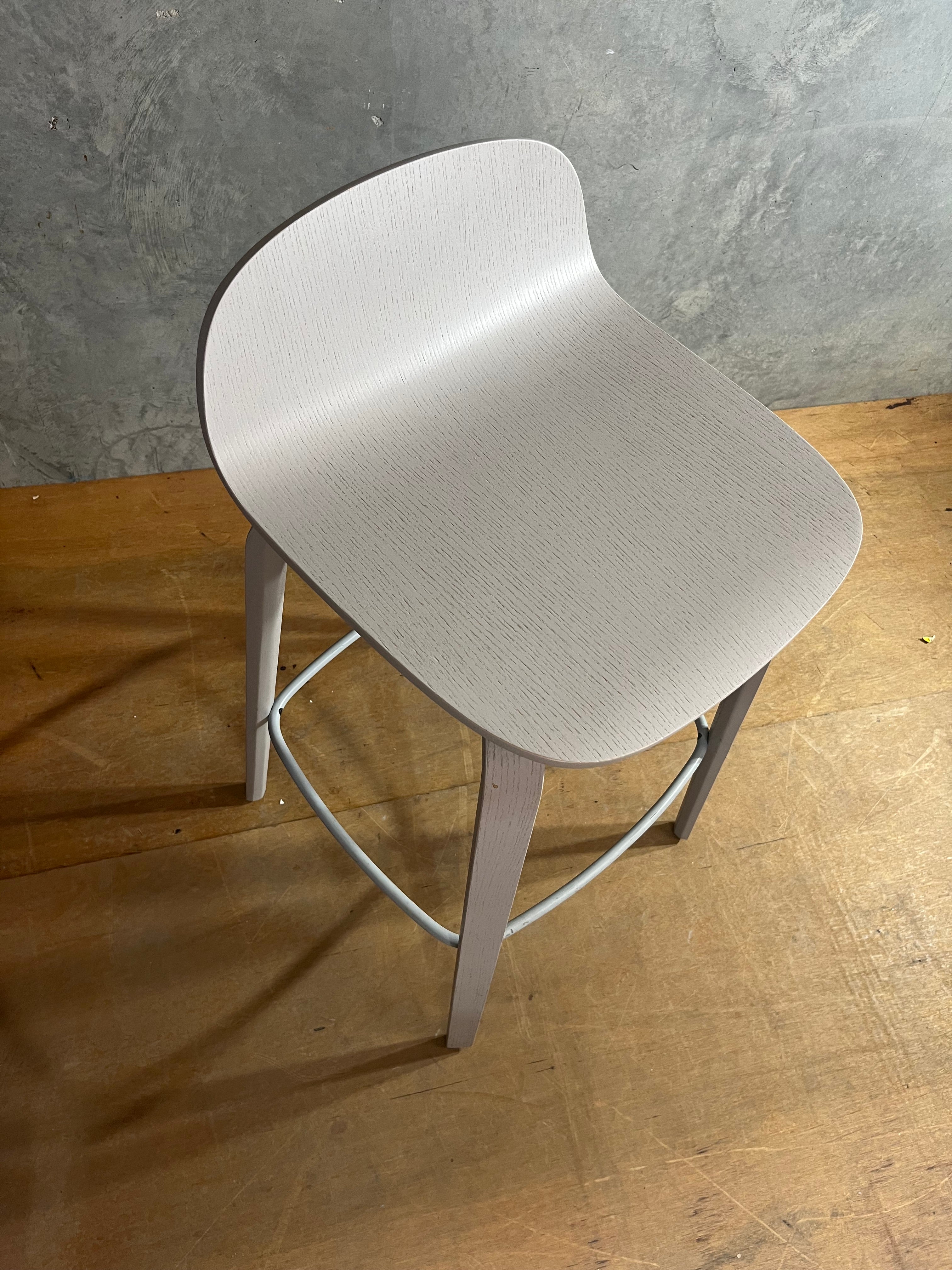 White washed Moulded Plywood Bar Stools