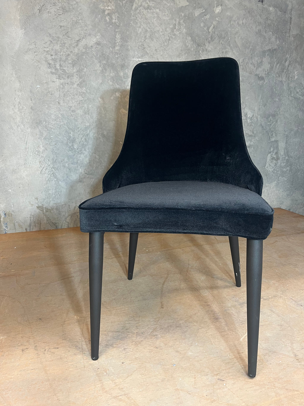 Black velvet-like Dining Chairs (6 available)