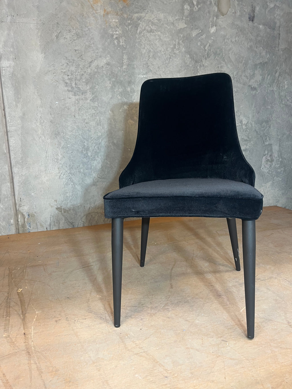 Black velvet-like Dining Chairs (6 available)