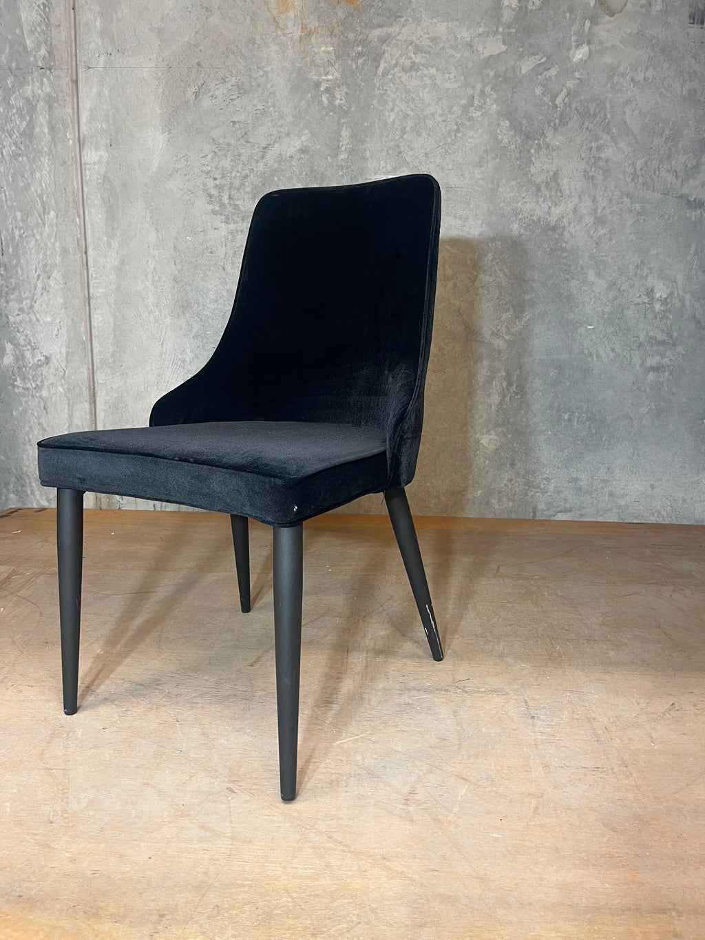 Black velvet-like Dining Chairs (6 available)