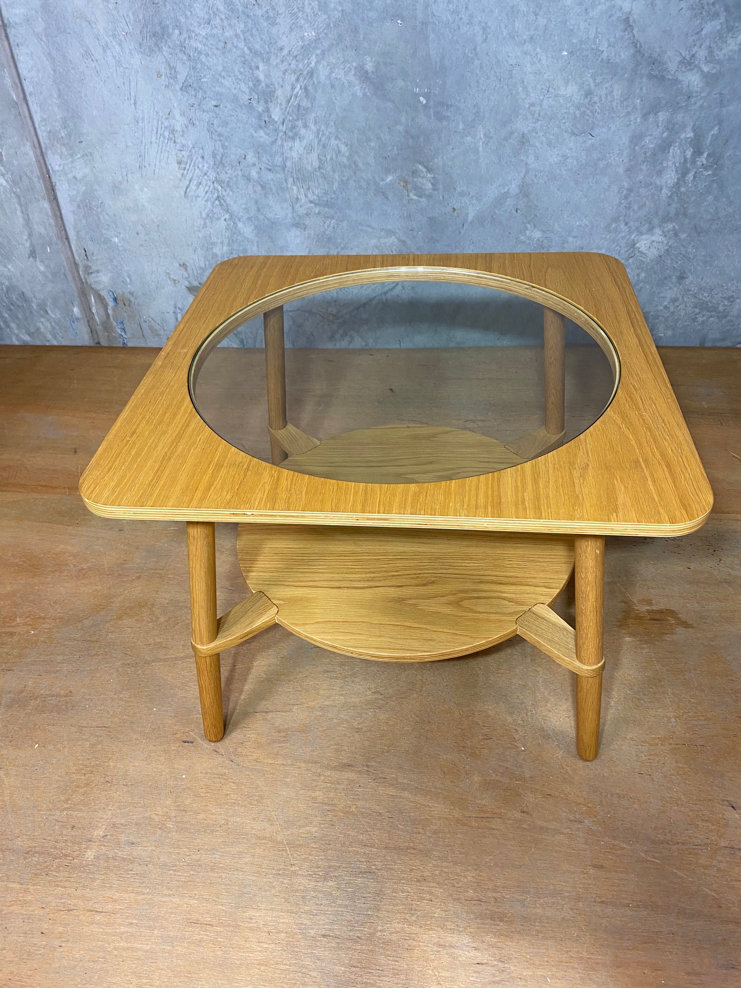Matt Blatt  timber and glass square coffee table