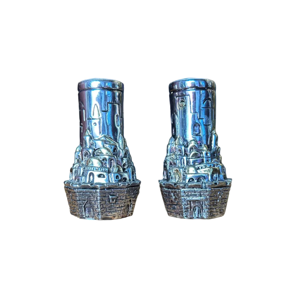 Set of two Judaica By Karshi Jerusalem Candlestick 925 silver plated