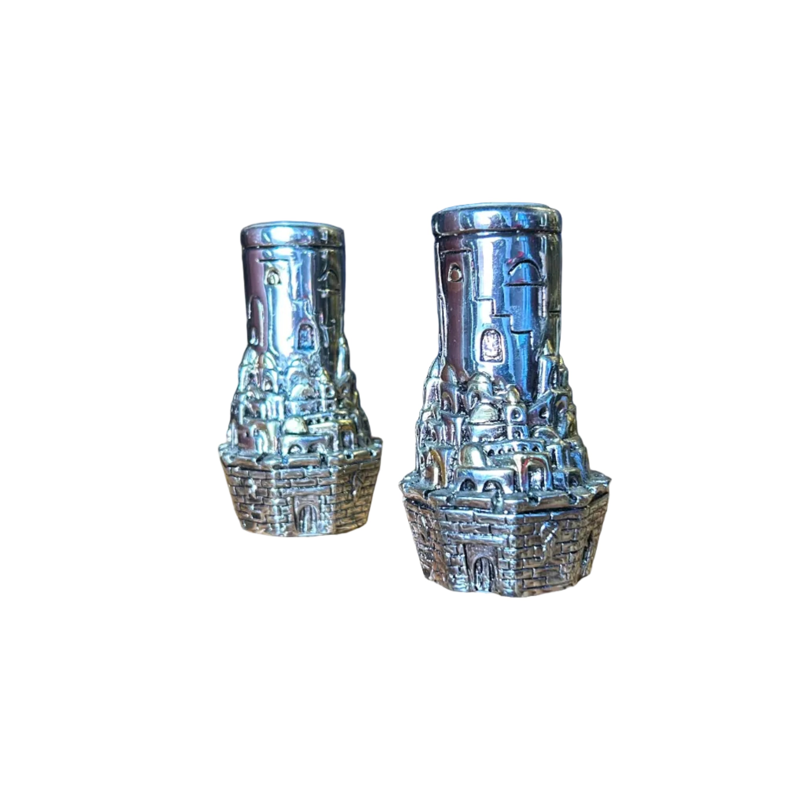 Set of two Judaica By Karshi Jerusalem Candlestick 925 silver plated