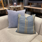 Chambray Blue and Yellow Striped Cushion