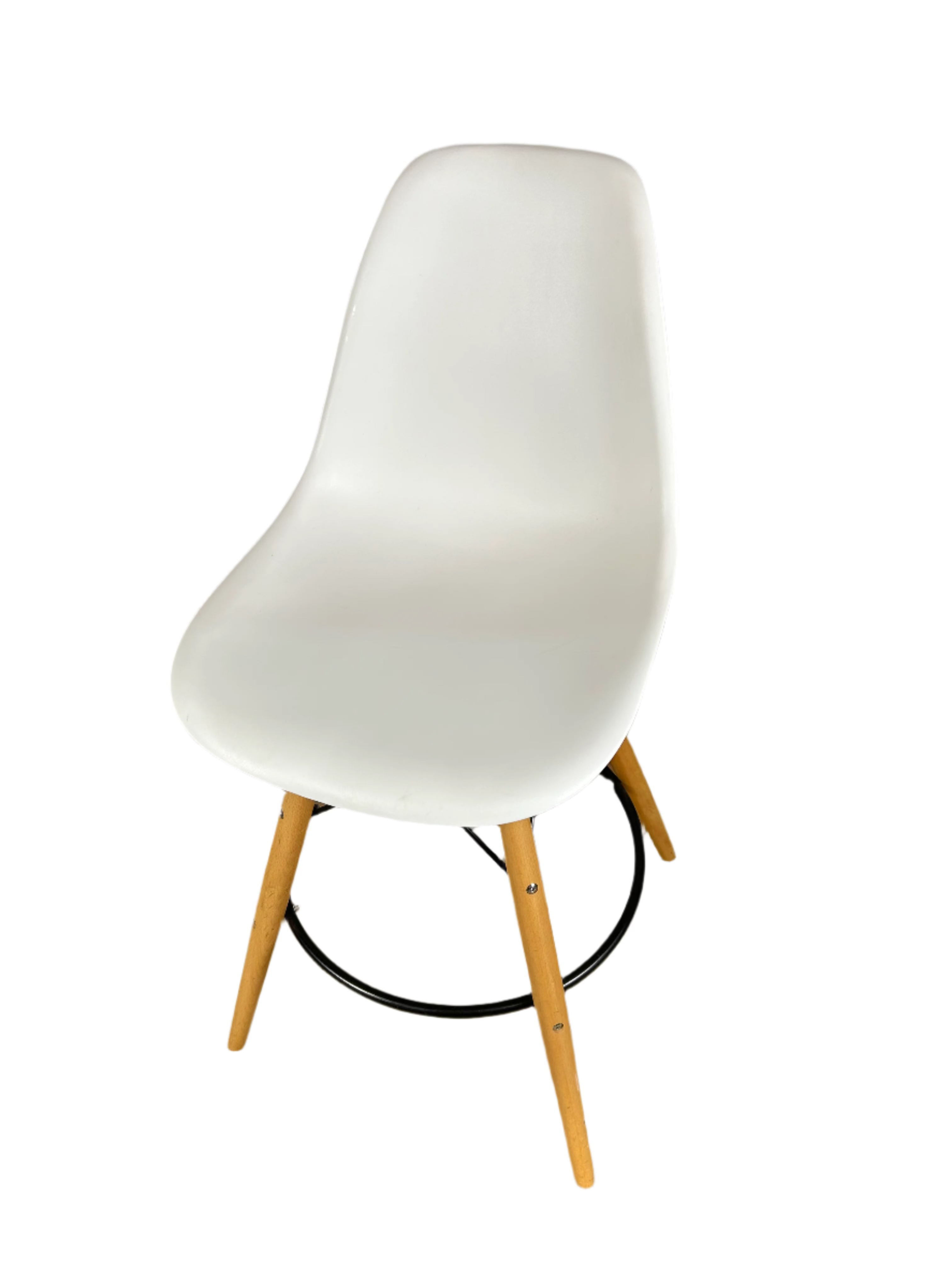White Bar Stool with Solid Wood Legs