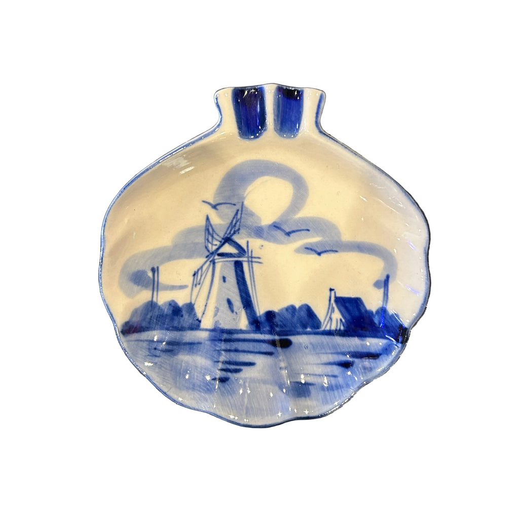 Vintage Hand-Painted Delft Seashell Dish - Set of Two