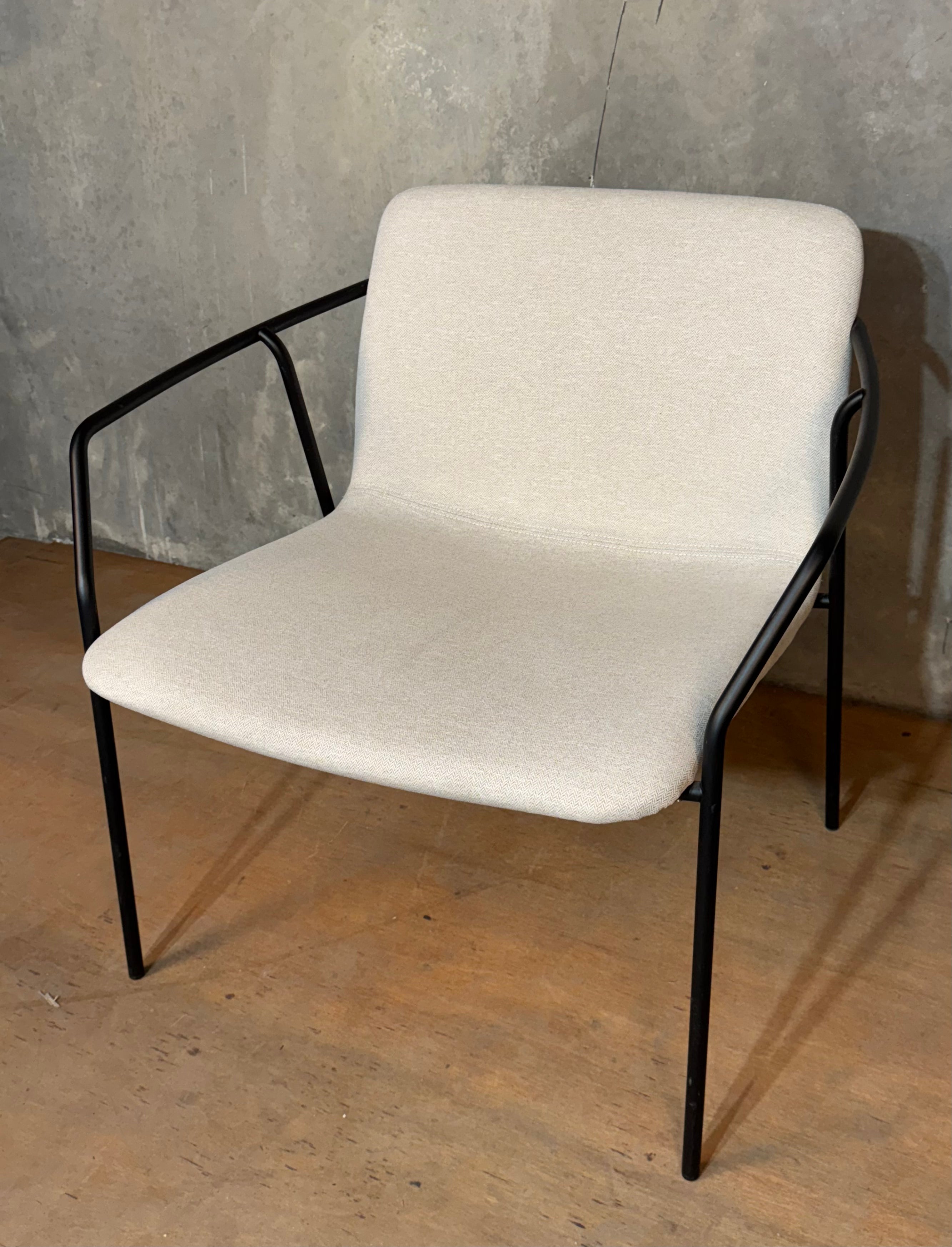 Black Steel-framed Upholstered Armchairs