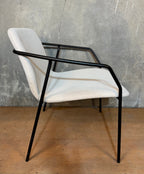 Black Steel-framed Upholstered Armchairs