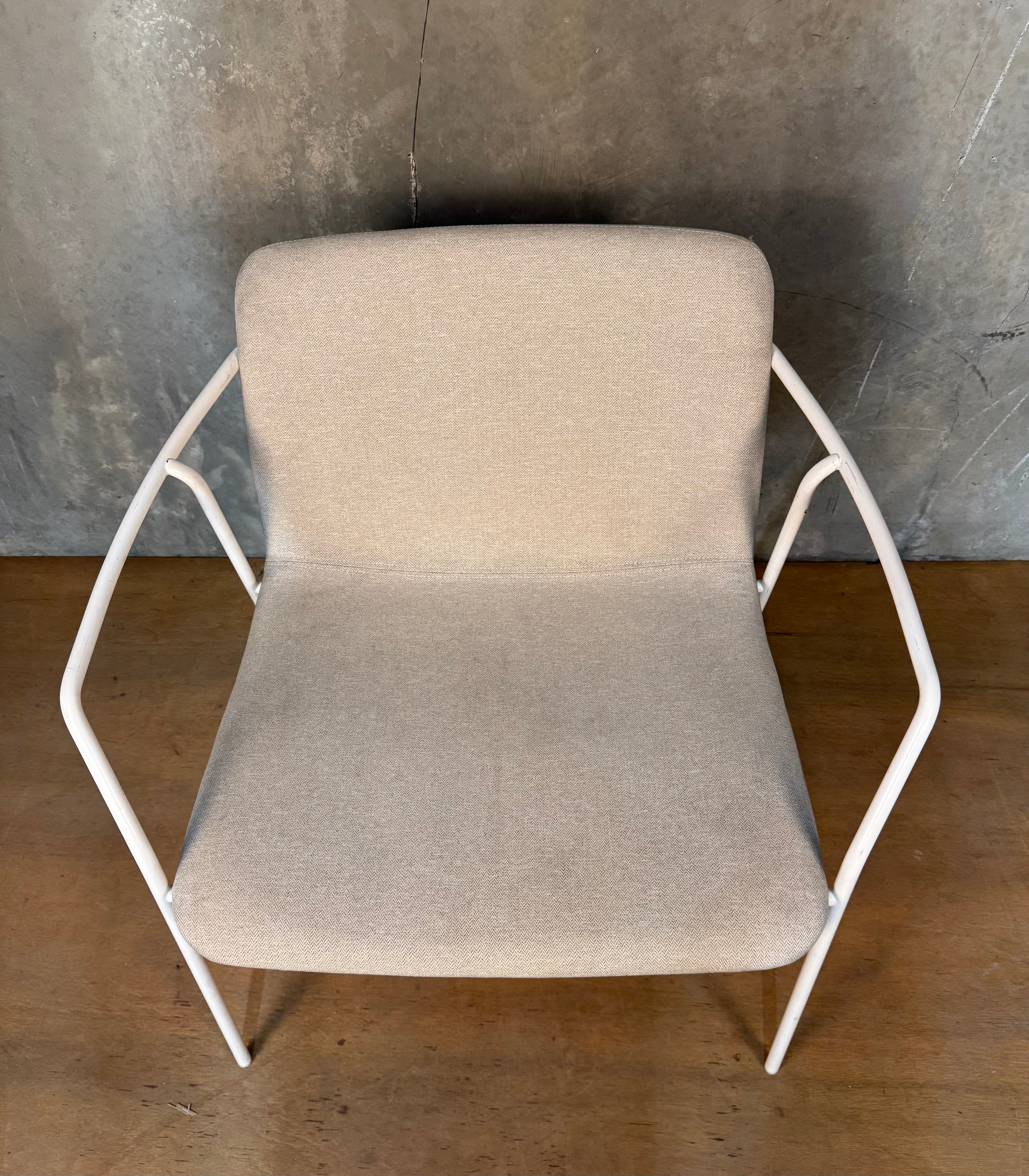 White Steel-framed Upholstered Armchairs