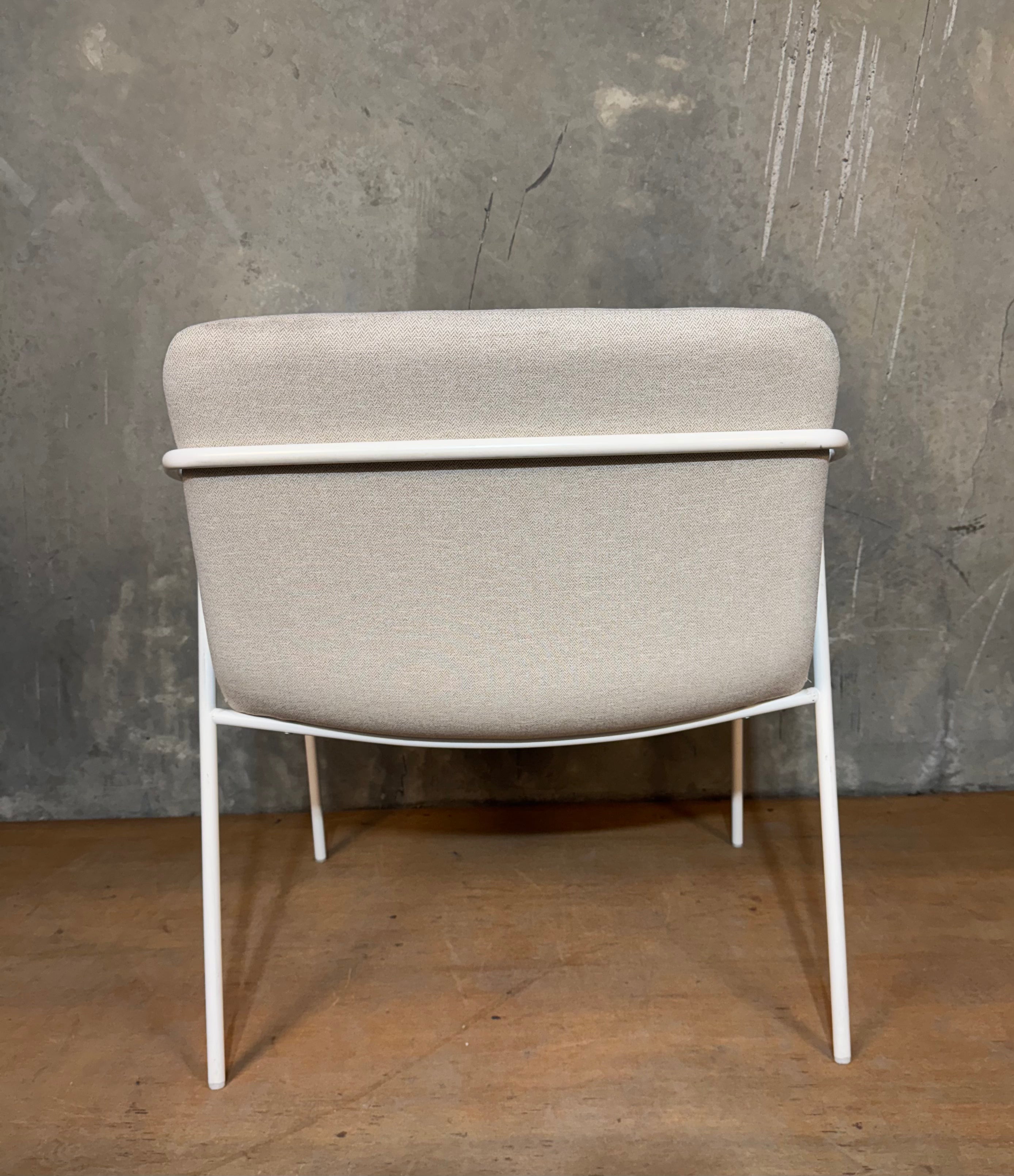 White Steel-framed Upholstered Armchairs