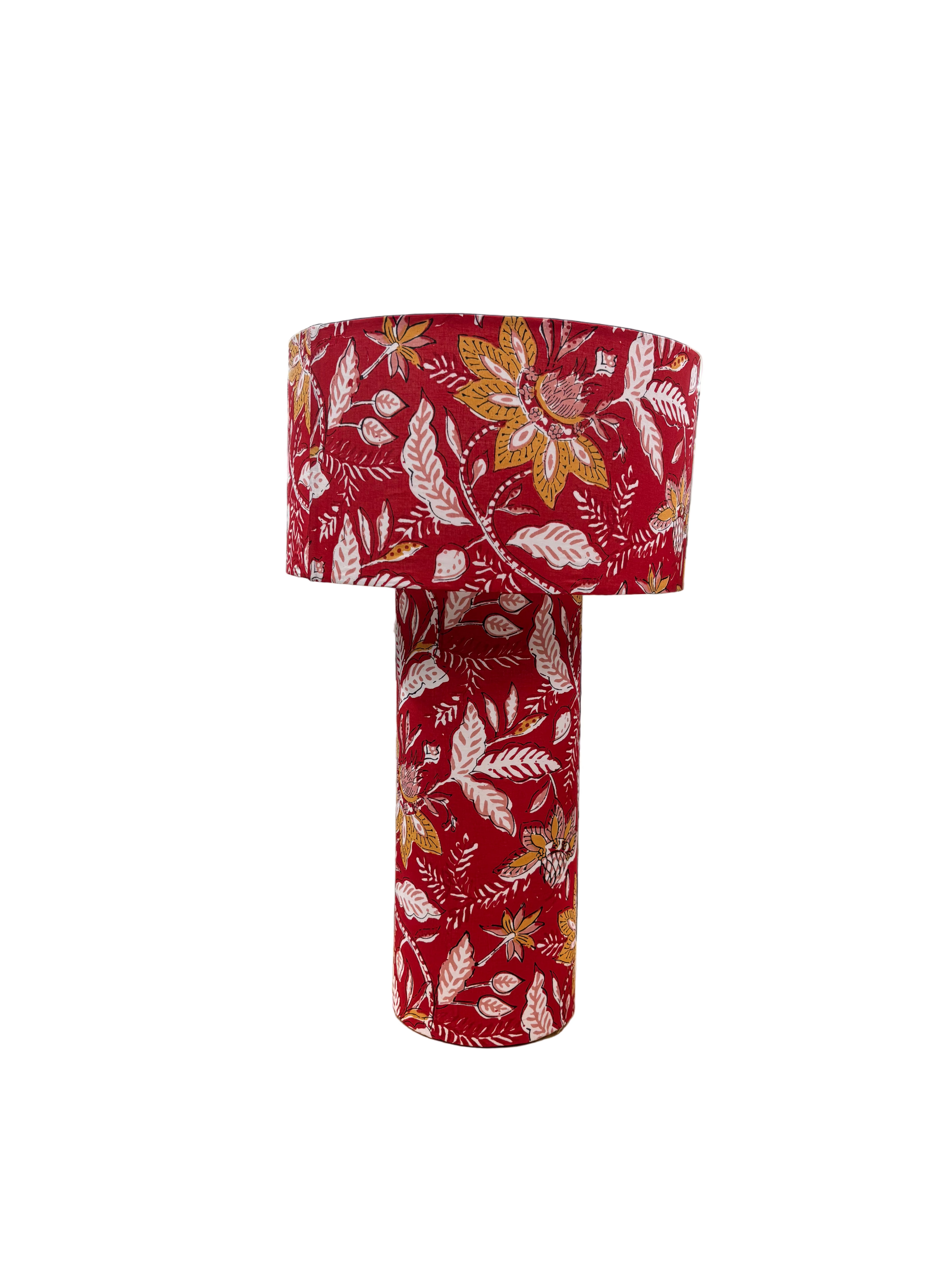 Red Batik Print Lamp