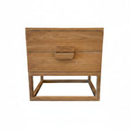 Two Drawer Teak Bedside Table