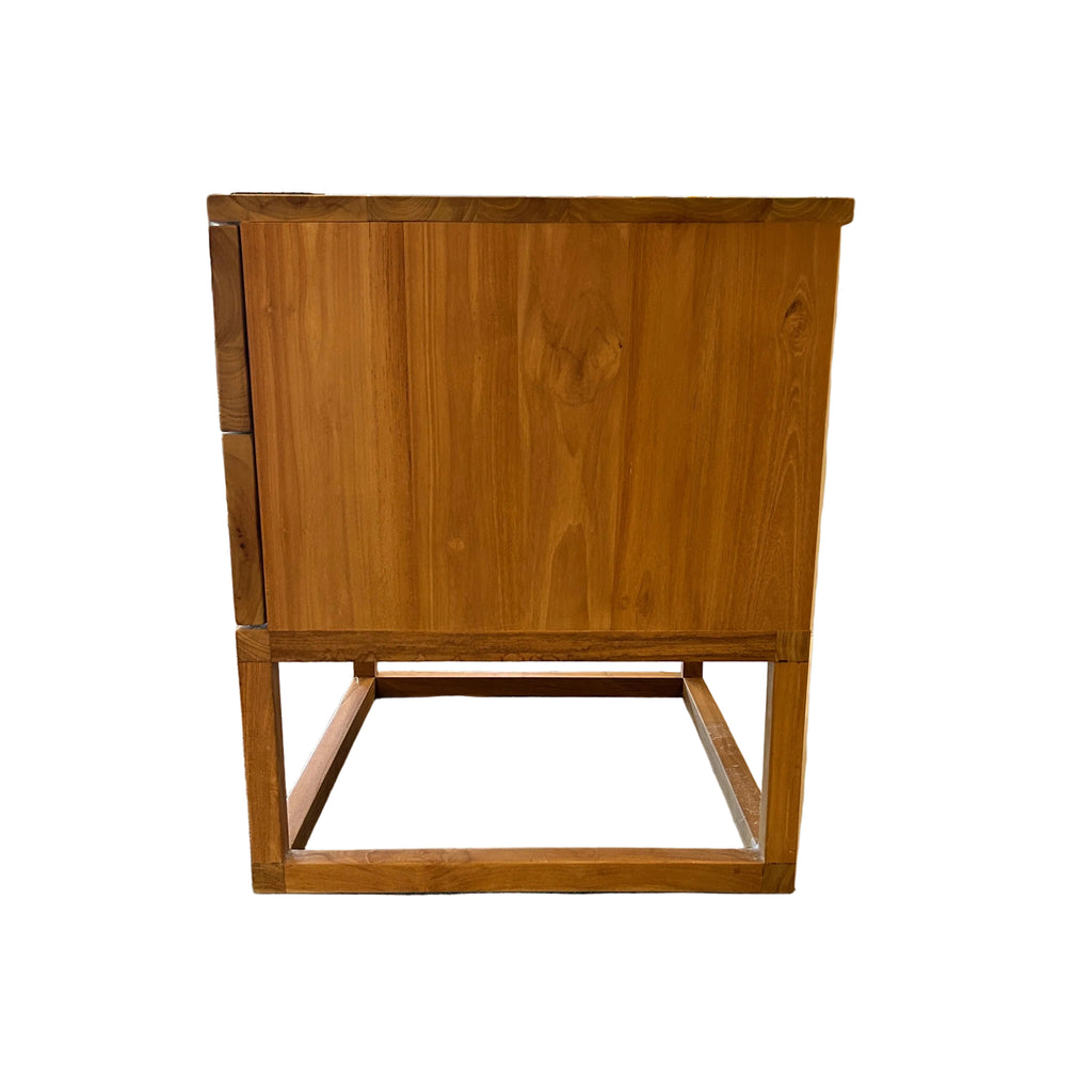Two Drawer Teak Bedside Table