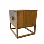 Two Drawer Teak Bedside Table