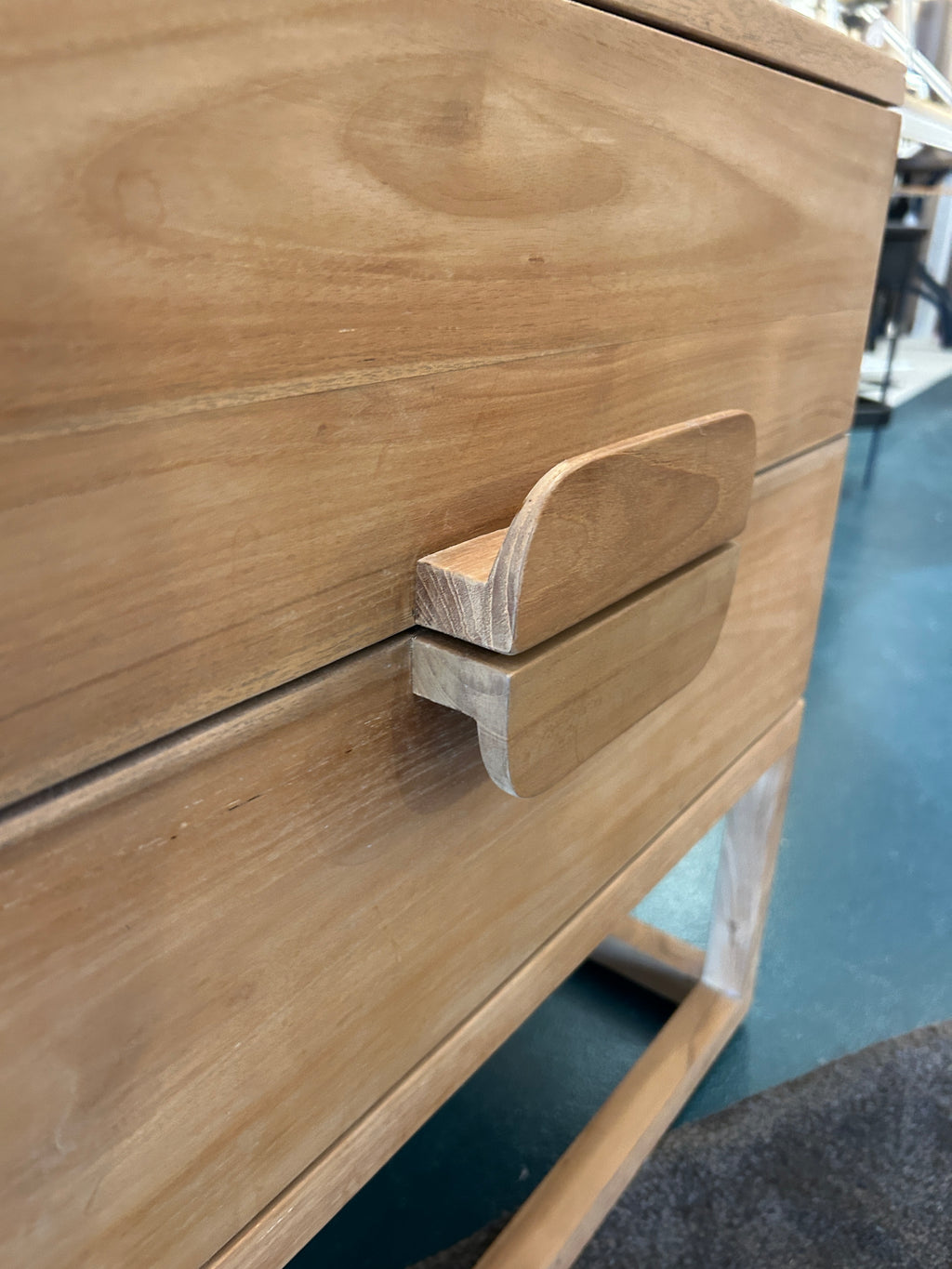 Two Drawer Teak Bedside Table