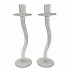 Mid-Century Glass Candlestick Set