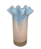 Small Pastel Glass Vase with Ruffled Rim