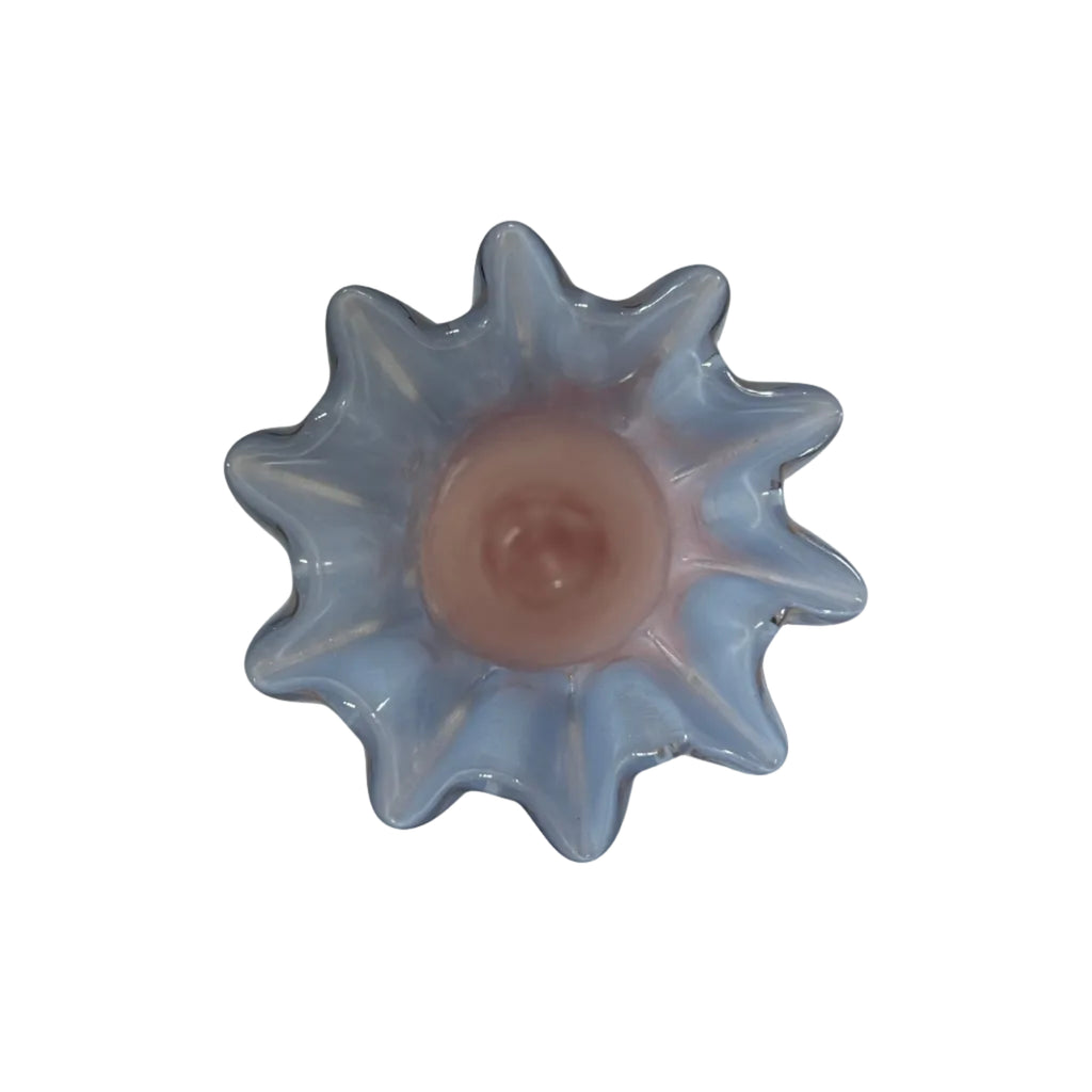 Small Pastel Glass Vase with Ruffled Rim