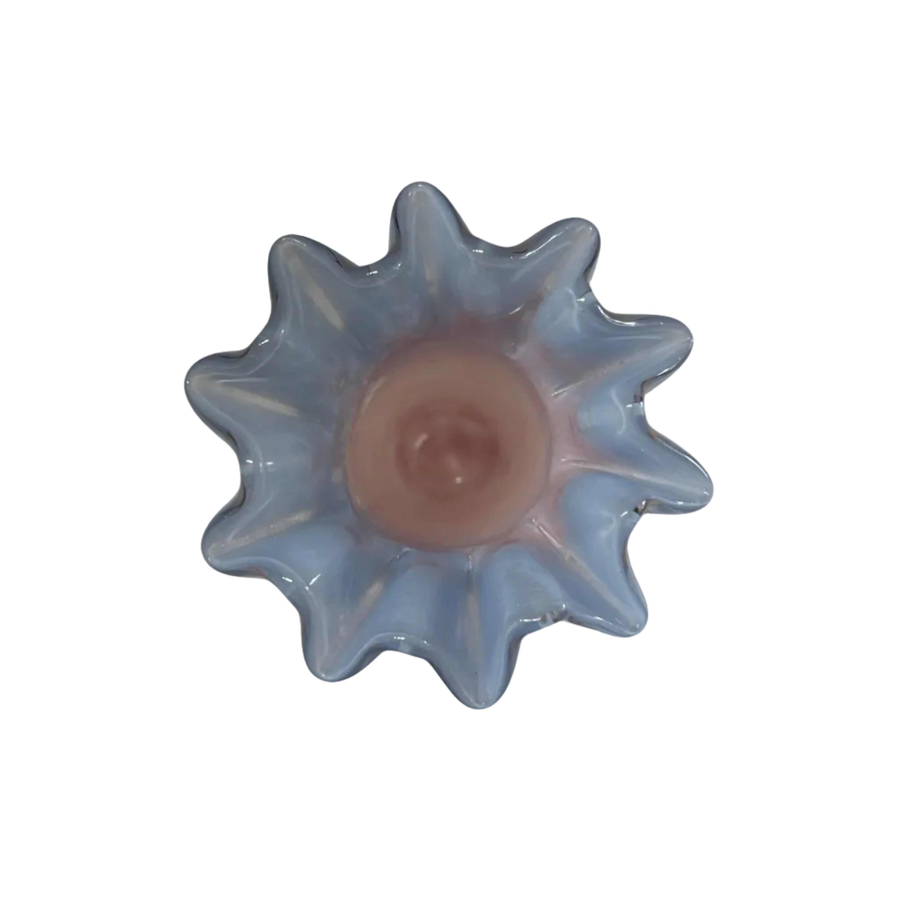 Small Pastel Glass Vase with Ruffled Rim