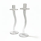 Mid-Century Glass Candlestick Set