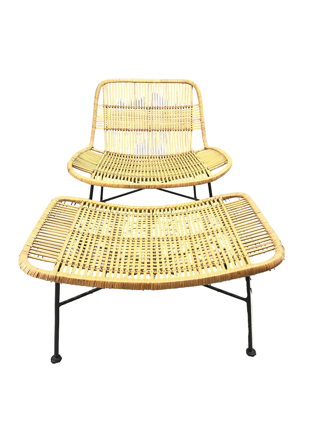 Hubsch Rattan Chair with Stool
