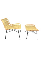 Hubsch Rattan Chair with Stool