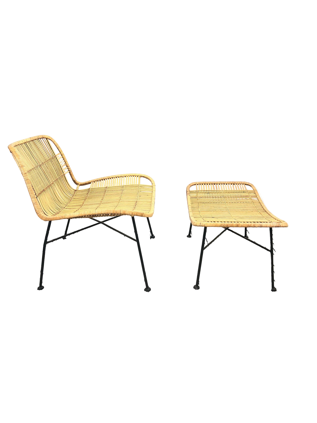 Hubsch Rattan Chair with Stool