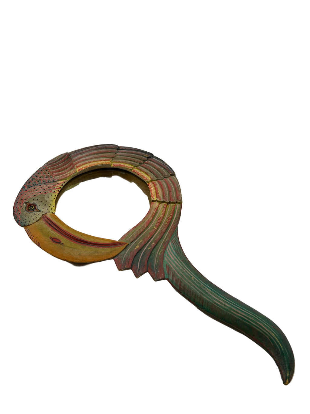 Vintage Hand Craved Bird Hand Mirror