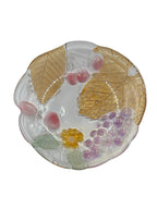 Set of 3 Vintage Grape & Leaf Design Glass Side Plates