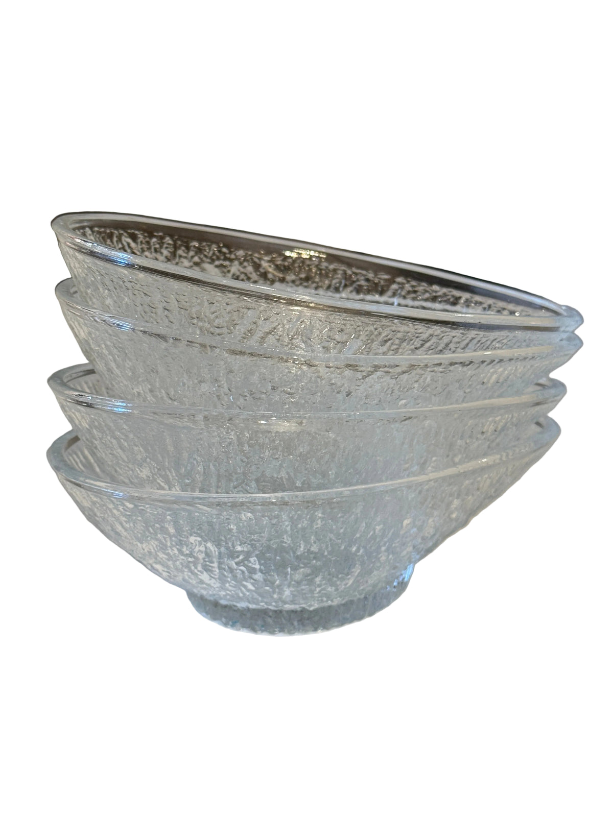 Vintage 70s Textured Glass Avocado Shaped Serving Dish Set Of 4