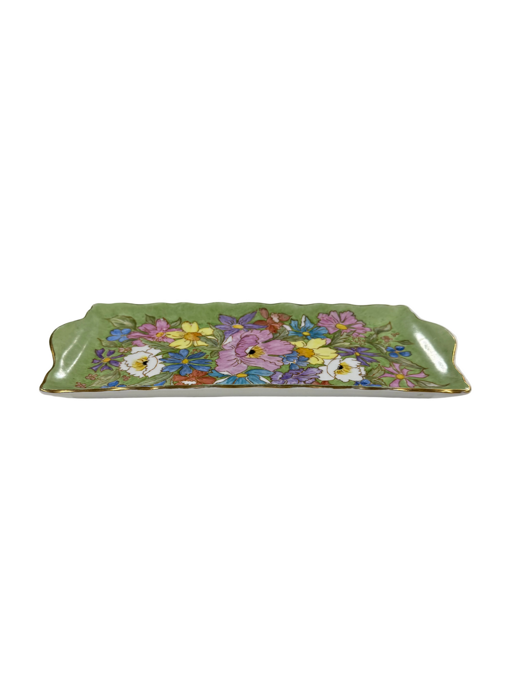 Vintage Handpainted Floral Rectangular Dish